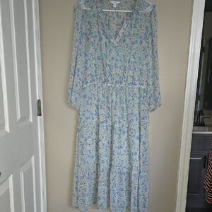 Time and Tru Light Blue Floral Long Sleeve Dress